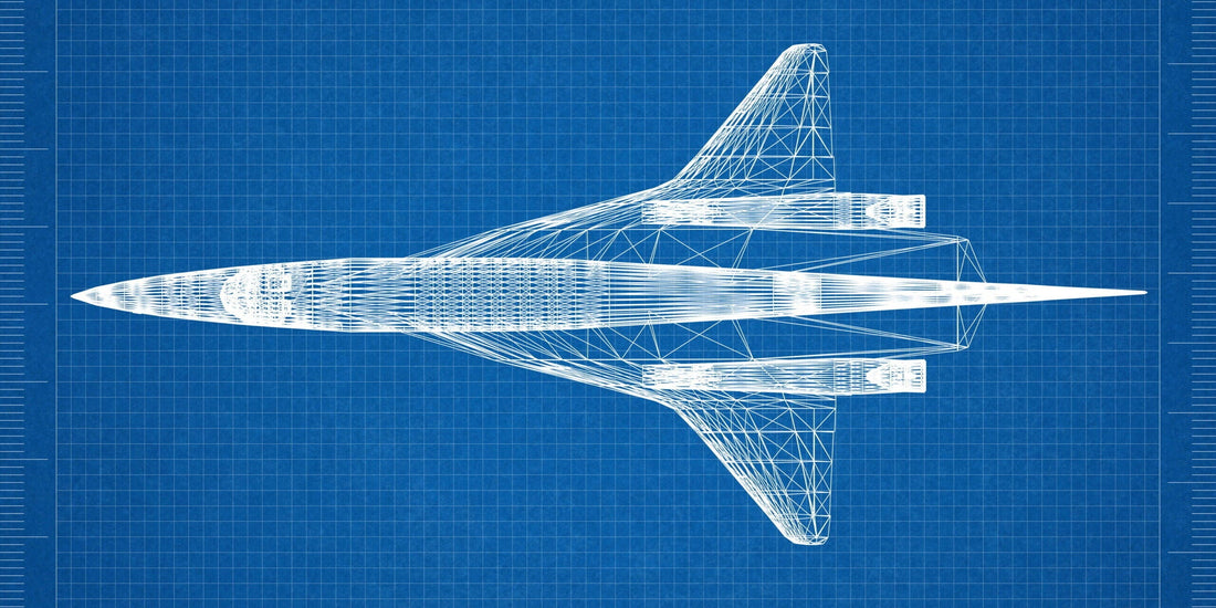 Çizgisel şekilde bir uçak fotoğrafı.